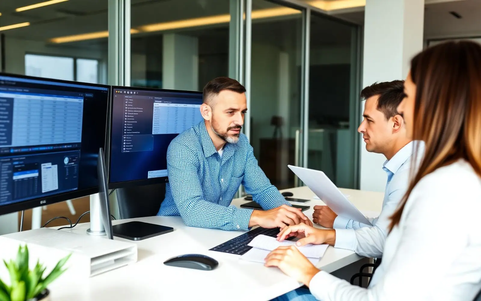 Payroll team reviewing employee payments during a pay run