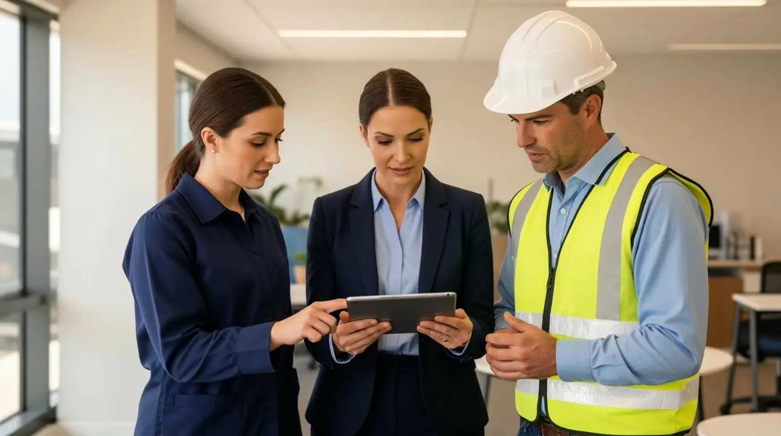 Aged care, healthcare and construction leaders reviewing HR tools